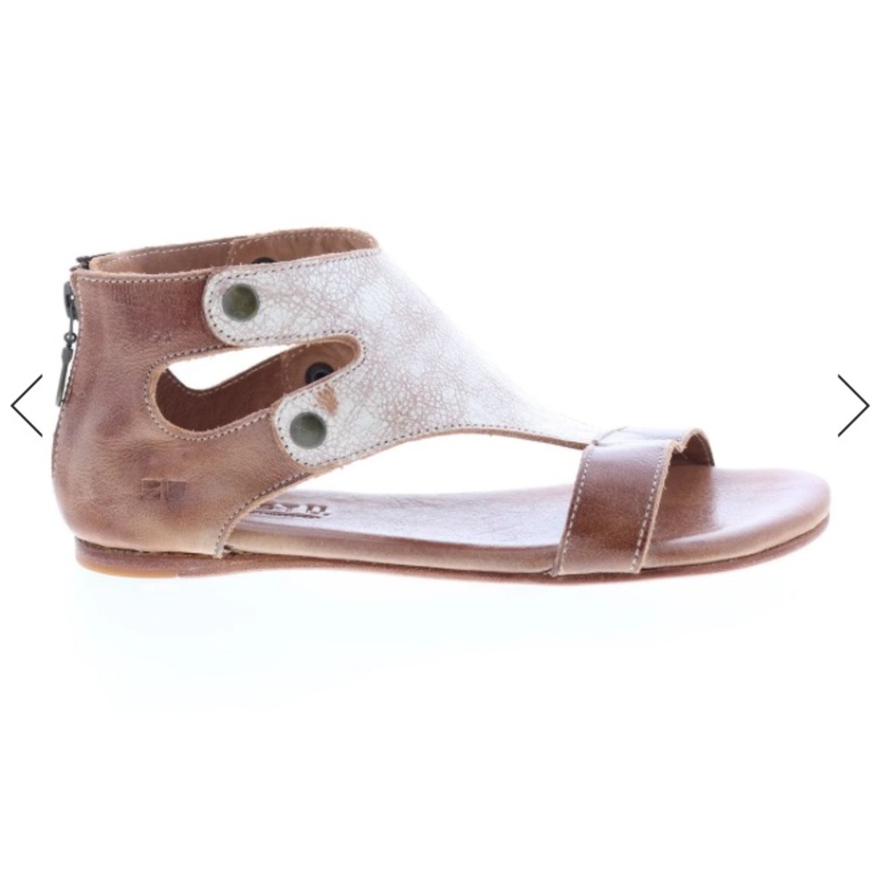 Bed Stu Soto F373012 Womens Brown Leather Zipper Strap Sandals Shoes